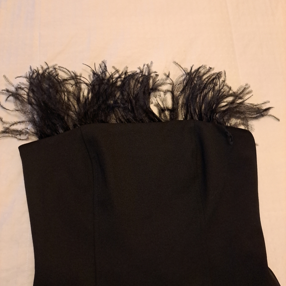 NWT Marella Lira Dress In Black Detachable Feather-detail Bustier Size 2